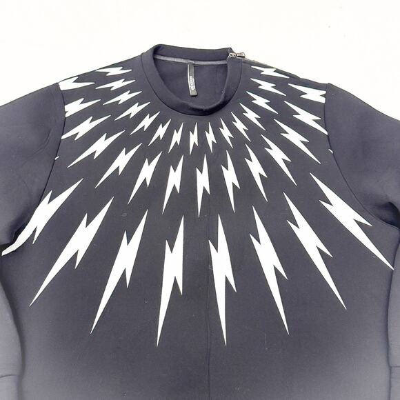 Neil Barrett Fair-Isle Thunderbolt Sweatshirt Slim Fit Regular Length S Italy - Picture 4 of 8